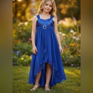 Asymmetrical blue dress